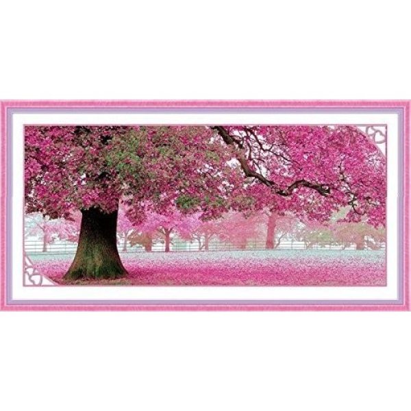 クロスステッチ 刺繍キット 部屋飾り 図柄印刷 大樹桜満開 抜き