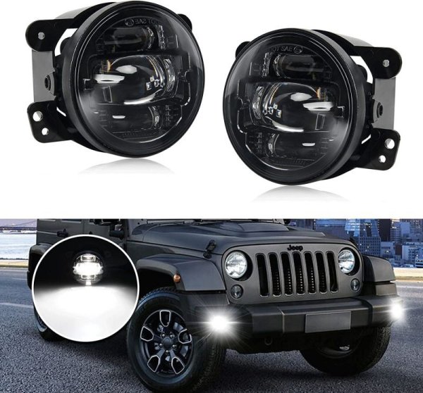 OPPLIGHT ラングラー JK LED フォグランプ ユニット 明るい ホワイト 6000K 車検対応 ジープ ラングラーJK 2007~2018  専用 JEEP WRANGLER LEDフォグライト フロントバンパーライト 補助灯 カットラインあり 純正交換 カプラーオン 取付簡単 高防水防塵  耐衝撃 頑丈 長寿命 ...