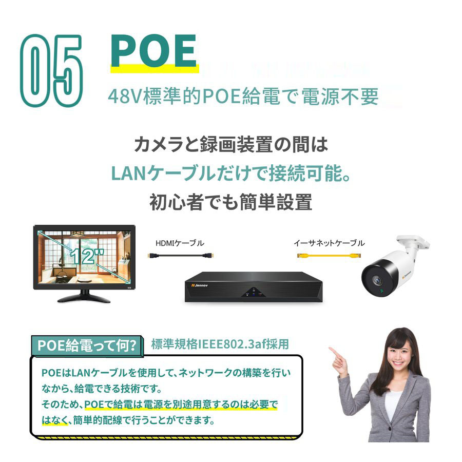 72%OFF!】 poe 防犯カメラ 屋外 監視カメラ 4台 録音 500万画素 １TB付き 防犯カメラセット poe給電 8CHレコーダー  fucoa.cl